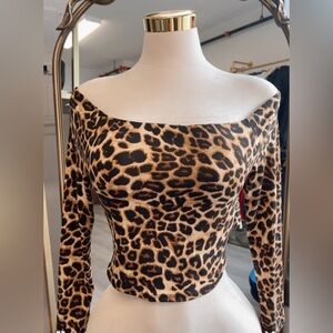 Leopard Print Off-Shoulder Top